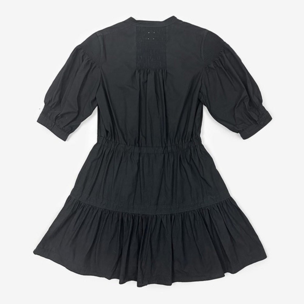 La Vie Rebecca Taylor Tiered Mini Dress Size M Black Cotton Classic Quiet Luxury - Picture 4 of 9